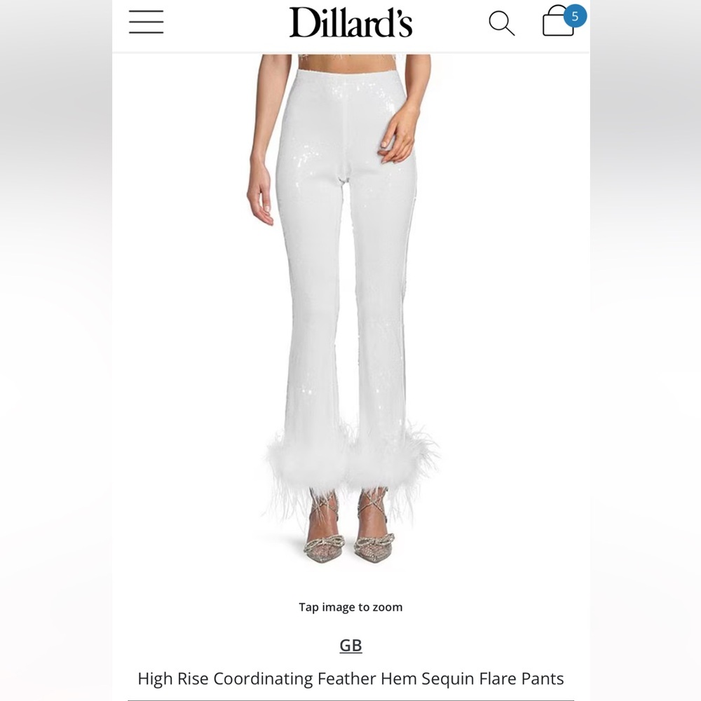 Gianni Bini High Rise Feather Hem Sequin Flare Pants